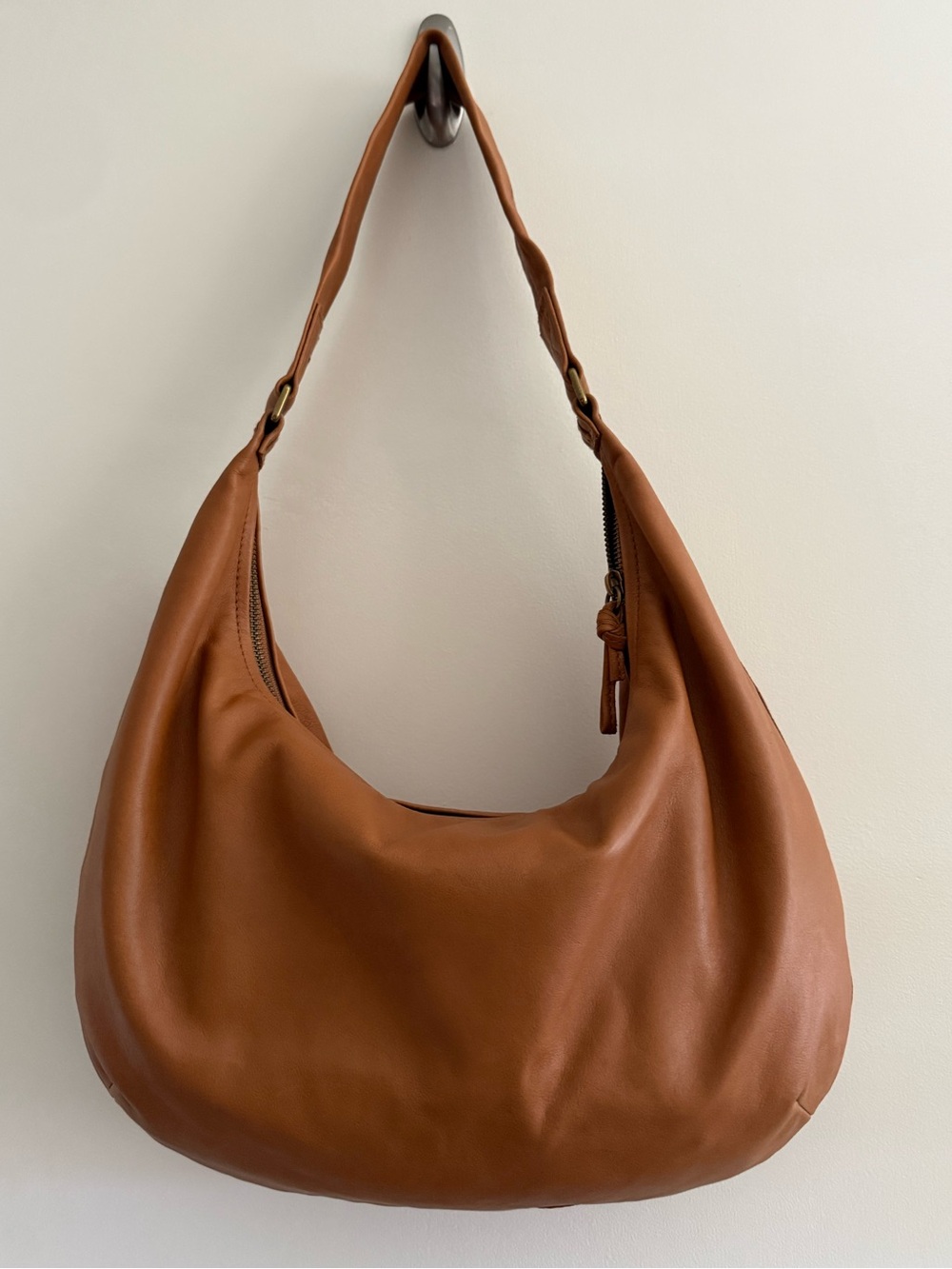 Madewell Piazza Slouch Hobo Shoulder Bag Timber Beam Brown Soft Leather Large